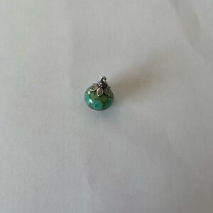 James Avery Elegant Silver and Turquoise Art Glass Bead Pendant